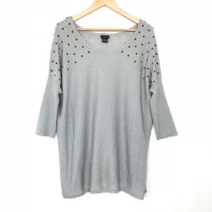 Daytrip studded dolman oversized sweater silver S